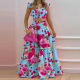 Plus Size Solid Sleeveless Big Swing Sling Maxi Dress GHHE-8114