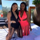 Tassel Deep V Neck One Piece Swimsuit MDF-5060