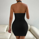 Sleeveless Backless Solid Mini Dress GYSQ-WDCF0910