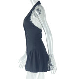 V Neck Halter Backless Mini Dress GJYO-301258