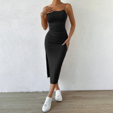 Sexy Backless Sling Split Midi Dress GYSQ-CDCK2210