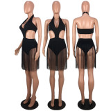 Tassel Deep V Neck One Piece Swimsuit MDF-5060