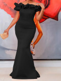 Plus Size One-line Neck Sexy Fishtail Long Dress GATE-552