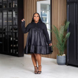Plus Size Patchwork Hooded Midi Dress BMF-PW915