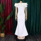 Plus Size One-line Neck Sexy Fishtail Long Dress GATE-552