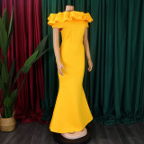 Plus Size One-line Neck Sexy Fishtail Long Dress GATE-552