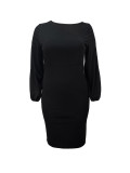 Plus Size Solid Color Midi Dress GAWE-6456