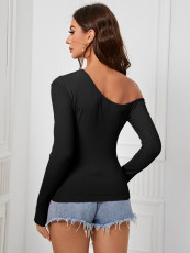 Off Shoulder Irregular Knits Tops GYSQ-QCCF0920