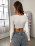 Long Sleeve Sport Knits Crop Tops  GYSQ-CTDF0130