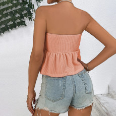 Sexy Tube Tops Tie Up Ruffles Top GYSQ-QVCE2820