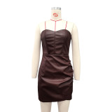 PU Leather Sexy Tube Tops Mini Dress GPBY-13533