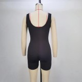 Solid Color Sleeveless Backless Romper GPBY-14469