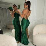 Sexy Sling Tie Up Backless Maxi Dress GPBY-14721