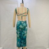 Printed Backless Slim Bandage Dress GPBY-13235