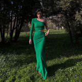 Single Shoulder Sleeve Hollow Out Long Dress GPBY-14231