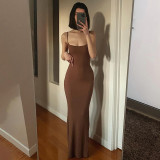 Solid Color Slim Sling Maxi Dress GPBY-15435
