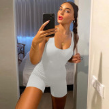 Solid Color Sleeveless Backless Romper GPBY-14469