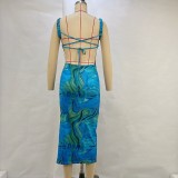 Printed Backless Slim Bandage Dress GPBY-13235