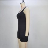 Solid Color Sleeveless Backless Romper GPBY-14469