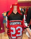 Pre Order: About 7 work days shipping V Neck Loose Letter Print T Shirt YUEM-600601
