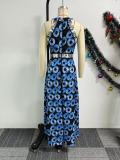 Plus Size Sleeveless Print Split Maxi Dress NY-10939