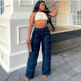 Fashion Multi-pockets Straight Jeans GAKF-41116