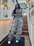 Fashion Multi Pockets Straight Jeans SH-S391298