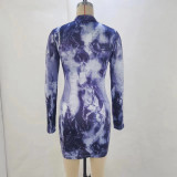 Casual Print Long Sleeve Slim Mini Dress GPBY-14535
