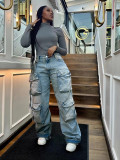 Fashion Multi Pockets Straight Jeans SH-S391298