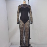 Lace Patchwork See Through Bodycon Dress GPBY-15142