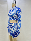 Zebra Printed Crop Top Wrap Skirt Set GPBY-14578