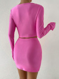 Solid Color T Shirt Skirt Two Piece Set GYSQ-ZUDH0150