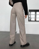 High Waist PU Leather Patchwork Pants GPBY-15822