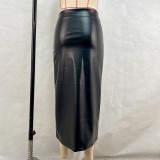 Solid Color Split Tie Up Long Skirt GPBY-16556