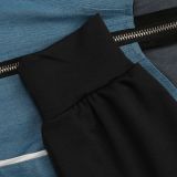 Denim Patchwork Sport Jacket Pants Suit AIL-302