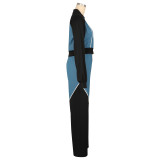 Denim Patchwork Sport Jacket Pants Suit AIL-302