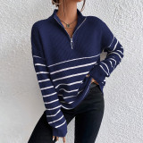 Long Sleeve Zipper Pullover Sweater GDAM-1022