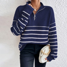 Long Sleeve Zipper Pullover Sweater GDAM-1022