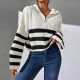 Stripe Contrast Color Print Sweater GDAM-1023