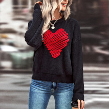 Loose Peach Heart Long Sleeve Sweater GDAM-1015