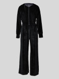 Hooded Zipper Sport Velour Jacket Pants Set MIL-116