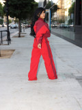 Long Sleeve Zipper Patchwork Pants Suit MIL-120