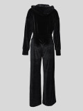 Hooded Zipper Sport Velour Jacket Pants Set MIL-116