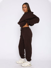 Padded Sports Loose Hooded Drawstring Pants Set MIL-136