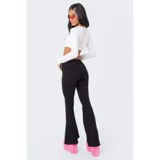 Solid Color Casual Sport Flare Pants MIL-6686