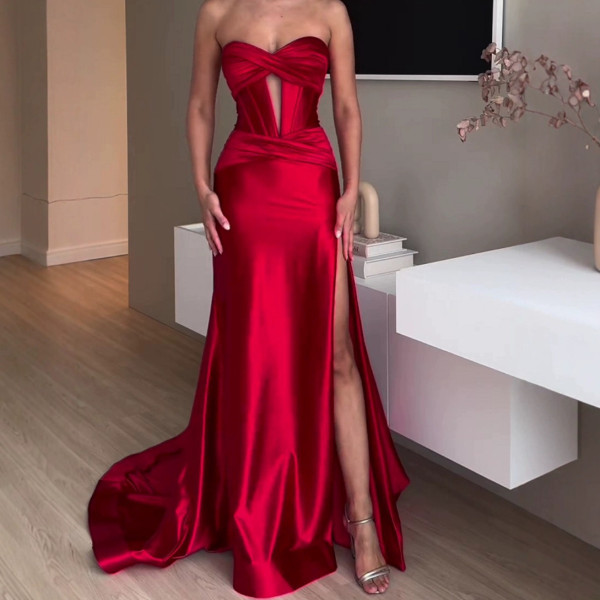 Elegant Wrap Long Banquet Evening Dress GYKM-LY241130001