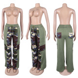 Plus Size Print Contrast Color Wide Leg Pants NY-3375