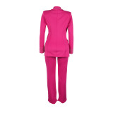 Plus Size Pearl Long Sleeve Blazer Two Piece Pants Set NY-3332