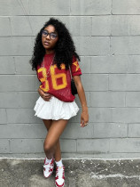 Print Mesh Sport Sweater Tops YWXS-XS-XSL44614