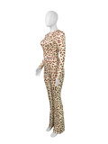 Leopard Print Long Sleeve Hooded Pants Suit CH-25012